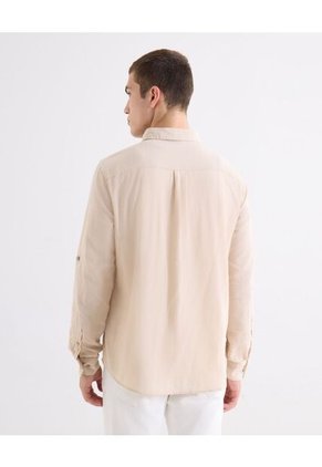 Camisa  Para Hombre Manga Larga Sin Bolsillo Cuello C Color Beige Marca Seven Seven #45017659