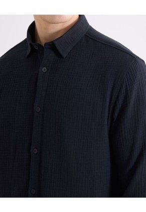 Camisa  Para Hombre Manga Larga Sin Bolsillo Cuello C Color Negro Marca Seven Seven #45018220