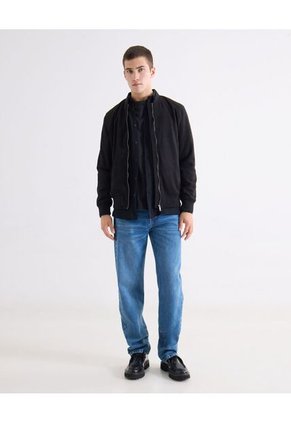 Camisa  Para Hombre Manga Larga Sin Bolsillo Cuello C Color Negro Marca Seven Seven #45018220