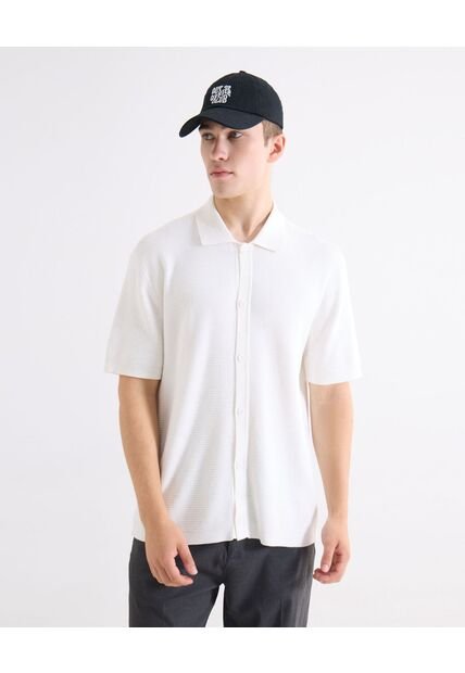 Camisa  Para Hombre Manga Corta Sin Bolsillo Cuello C Color Blanco Marca Seven Seven #45012237