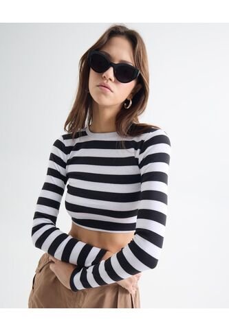 Camiseta Para Mujer Manga Larga Cuello Redondo Color Negro Marca Seven Seven #28096176 Seven Seven