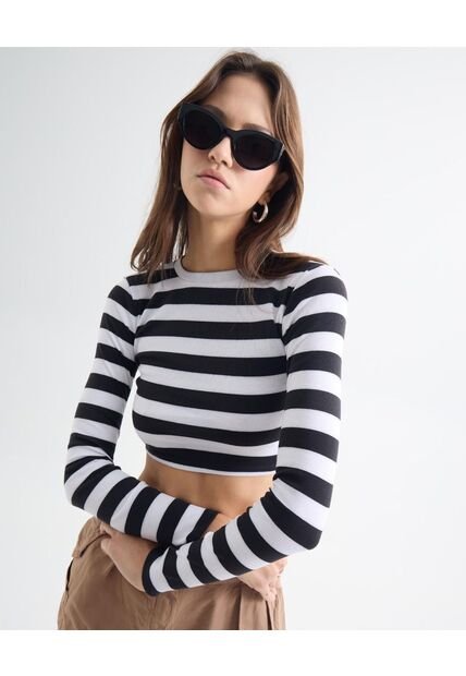 Camiseta Para Mujer Manga Larga Cuello Redondo Color Negro Marca Seven Seven #28096176