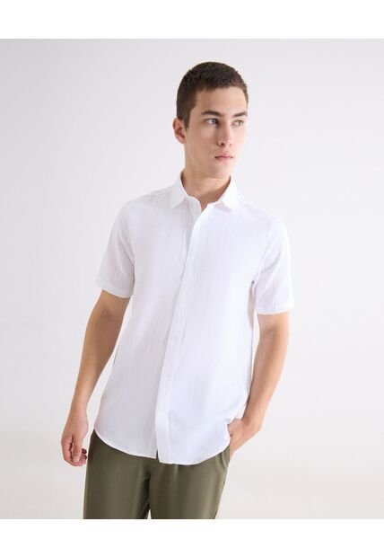 Camisa  Para Hombre Manga Corta Sin Bolsillo Cuello C Color Blanco Marca Seven Seven #45018218