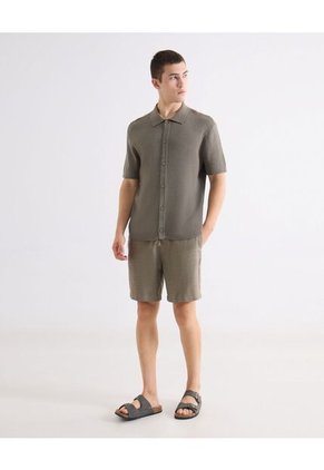 Camisa  Para Hombre Manga Corta Sin Bolsillo Cuello C Color Verde Marca Seven Seven #45012239