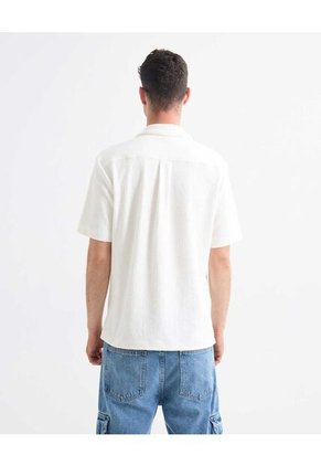 Camisa Resort Texturizada  Para Hombre Marfil Seven Seven