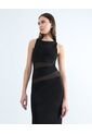 Vestido Largo Con Mesh  Para Mujer Negro Seven Seven de Seven Seven