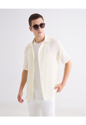 Camisa Para Hombre Manga Corta Sin Bolsillo Cuello C Color Marfil Marca Seven Seven #45017653