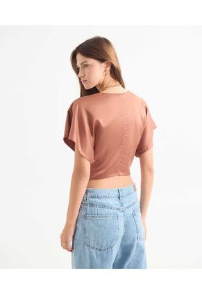 Blusa Para Mujer Manga Corta Color Terracota Marca Seven Seven #28123991