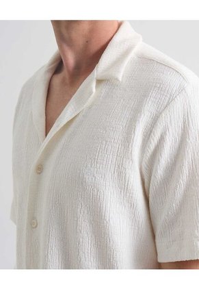 Camisa Resort Texturizada  Para Hombre Marfil Seven Seven