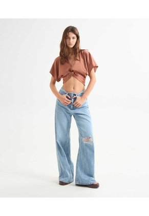 Blusa Para Mujer Manga Corta Color Terracota Marca Seven Seven #28123991