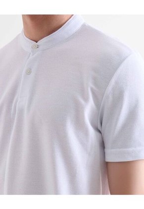 Polo Texturizada Con Cuello Mao  Para Hombre Blanco Seven Seven