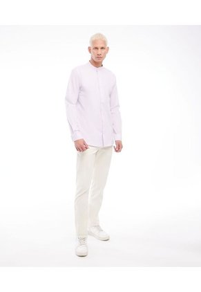 Camisa Cuello Mao Manga Larga Y De Mini Rombos   Para Hombre Lila Seven Seven