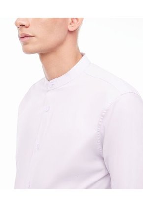 Camisa Cuello Mao Manga Larga Y De Mini Rombos   Para Hombre Lila Seven Seven