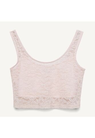 Crop Top De Encaje   Para Mujer Rosa Seven Seven Seven Seven