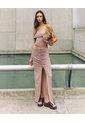 Falda Maxi Efecto Drapeado  Para Mujer Beige Seven Seven de Seven Seven