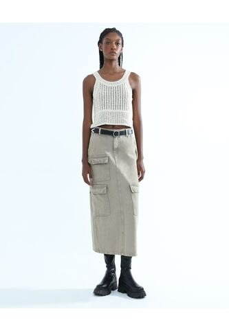 Falda Con Bolsillos Cargo  Para Mujer Camel Seven Seven Seven Seven