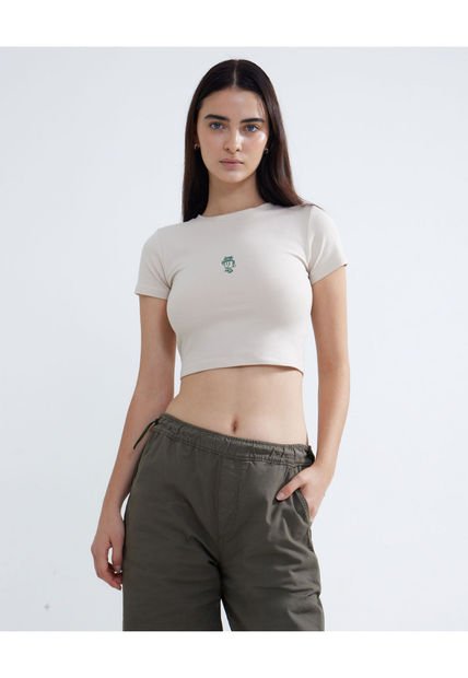 Camiseta Para Mujer Manga Corta Color Piel Marca Seven Seven #28095856