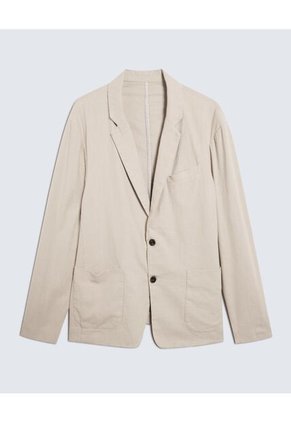 Blazer Desestructurado En Efecto Lino  Para Hombre Beige Seven Seven
