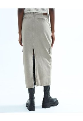 Falda Con Bolsillos Cargo  Para Mujer Camel Seven Seven