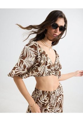 Blusa Para Mujer Manga Corta Color Cafe  Marca Seven Seven #28123999