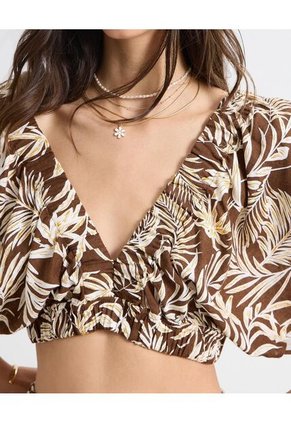 Blusa Para Mujer Manga Corta Color Cafe  Marca Seven Seven #28123999