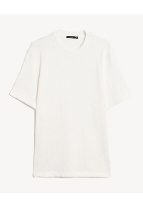 Camiseta Acanalada  Para Hombre Blanco Seven Seven