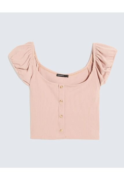 Crop Top Botones Decorativos  Para Mujer Rosa Seven Seven