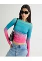 Camiseta Estampada En Mesh   Para Mujer Azul Seven Seven de Seven Seven