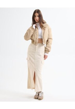 Chaqueta Bomber Corta  Para Mujer Camel Seven Seven
