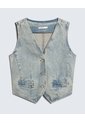 Chaleco En Denim Con Desgastes  Para Mujer Azul Seven Seven de Seven Seven