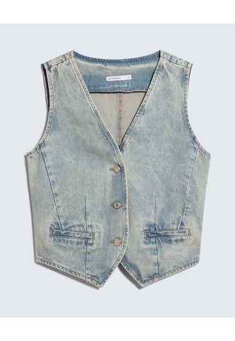 Chaleco En Denim Con Desgastes  Para Mujer Azul Seven Seven Seven Seven