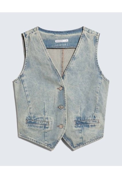 Chaleco En Denim Con Desgastes  Para Mujer Azul Seven Seven
