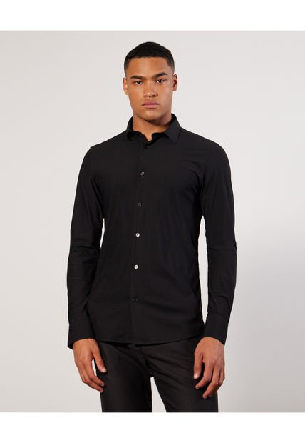 Camisa Para Hombre Manga Larga Cuello Casual M Color Negro Marca Seven Seven #45011952