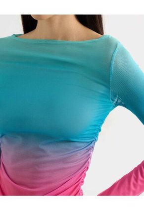 Camiseta Estampada En Mesh   Para Mujer Azul Seven Seven
