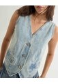 Chaleco En Denim Con Desgastes  Para Mujer Azul Seven Seven de Seven Seven