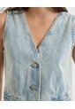 Chaleco En Denim Con Desgastes  Para Mujer Azul Seven Seven de Seven Seven
