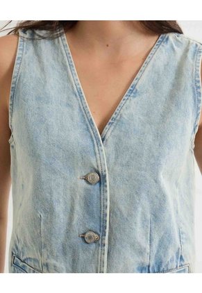 Chaleco En Denim Con Desgastes  Para Mujer Azul Seven Seven