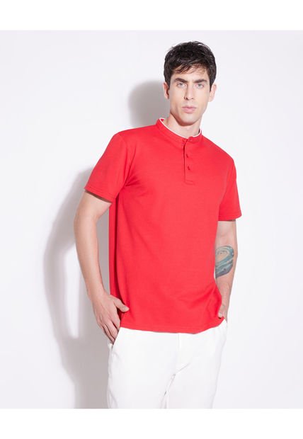 Polo Para Hombre Cuello Mao  Color Rojo Marca Seven Seven #45110745