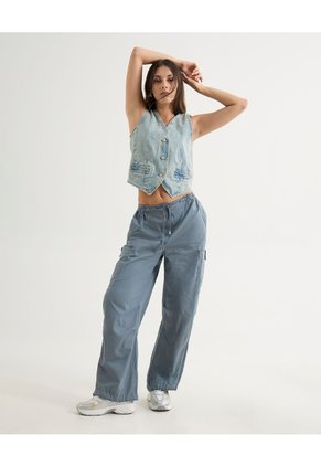 Chaleco En Denim Con Desgastes  Para Mujer Azul Seven Seven