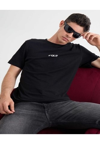 Camiseta Estampado F*Ck It  Para Hombre Negro Seven Seven Seven Seven