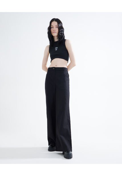 Crop Top Para Mujer Manga Sisa Color Negro Marca Seven Seven #28095660