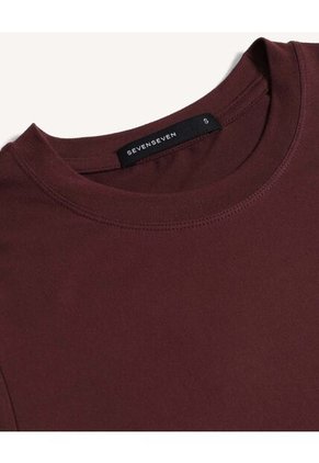 Camiseta Básica Manga Corta  Para Mujer Vino Seven Seven