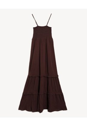 Vestido Maxi Encauchado  Para Mujer Negro Seven Seven