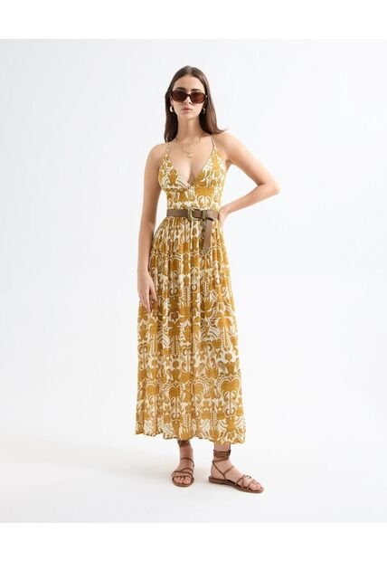 Vestido Para Mujer Manga Sisa Color Mostaza Marca Seven Seven #28171356