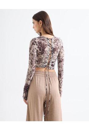 Camiseta Para Mujer Manga Larga Color Cafe Oscuro Marca Seven Seven #28096106