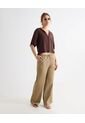 Pantalón Palazzo Con Cintura Ajustable  Para Mujer Camel Seven Seven de Seven Seven