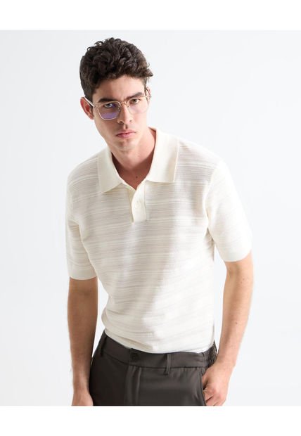 Polo Para Hombre Cuello Tejido  Color Arena Marca Seven Seven #45110871