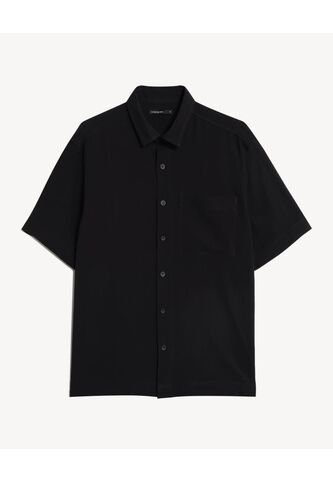 Camisa  Para Hombre Manga Corta Con Bolsillo Cuello C Color Negro Marca Seven Seven #45012242 Seven Seven
