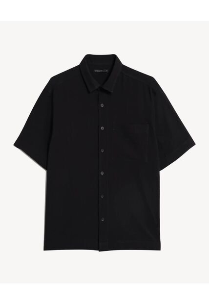 Camisa  Para Hombre Manga Corta Con Bolsillo Cuello C Color Negro Marca Seven Seven #45012242