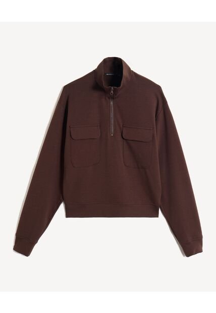 Buso Half Zipper Crop  Para Mujer Café Seven Seven